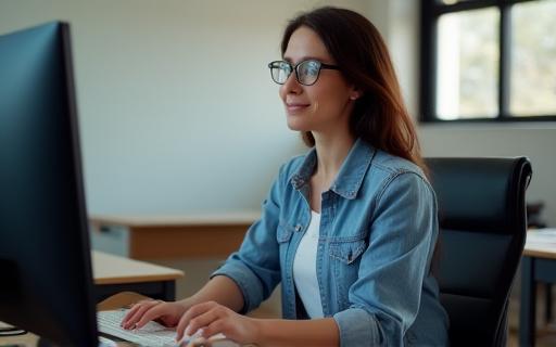 Teacher efficiently using a computer with educational software