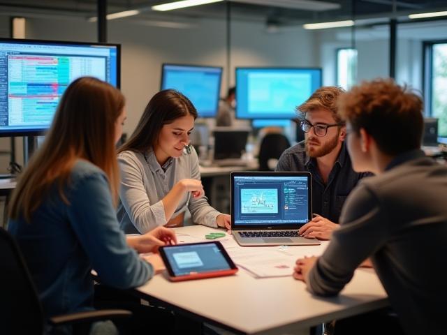 Classroom Innovations Group team members collaborating in a modern office