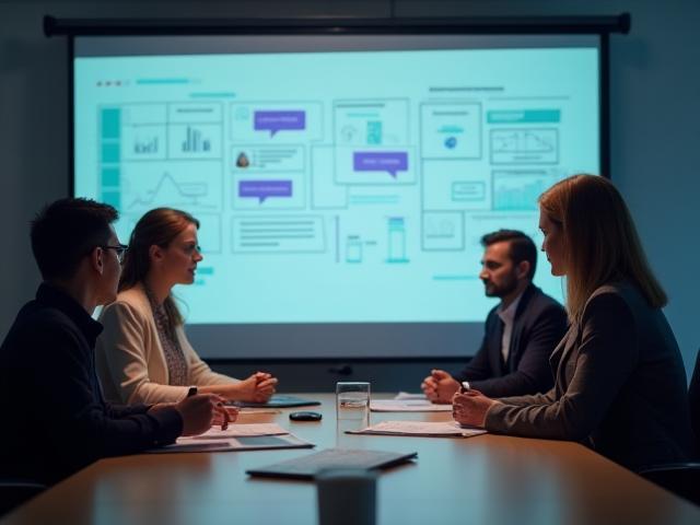 People discussing educational technology solutions in a meeting