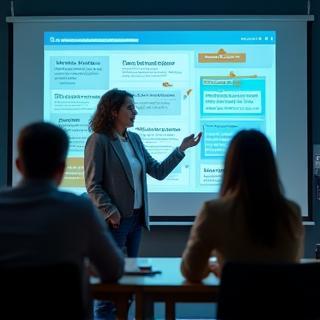 Teacher leading a professional development session using a projector